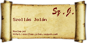 Szollás Jolán névjegykártya